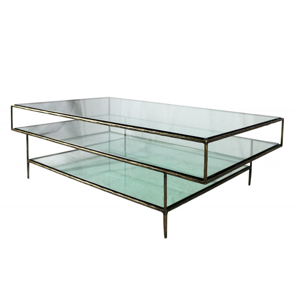 Clear Glass Triple Layered Coffee Table Image 3