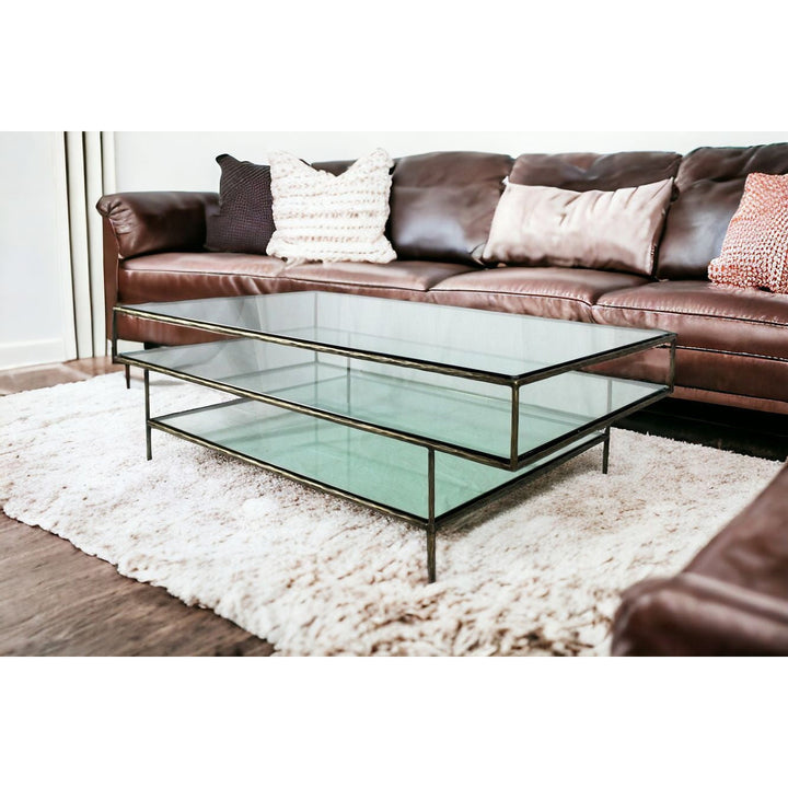 Clear Glass Triple Layered Coffee Table Image 5