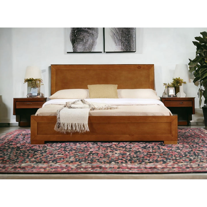 Walnut Wood Queen Platform Bed Image 6