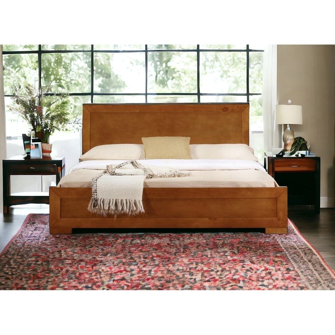 Walnut Wood Queen Platform Bed Image 7