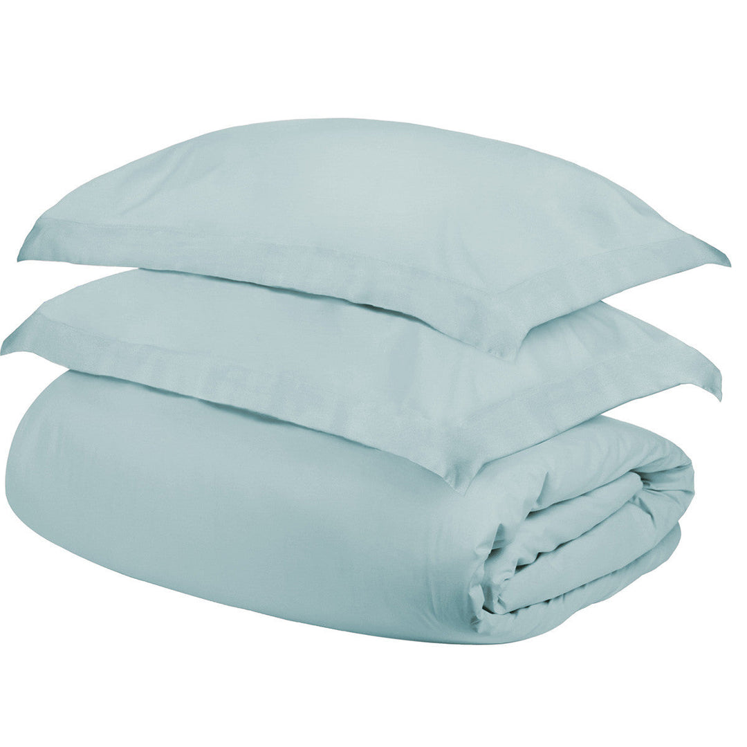 Light Blue King Cotton Blend 400 Thread Count Washable Duvet Cover Set Image 1