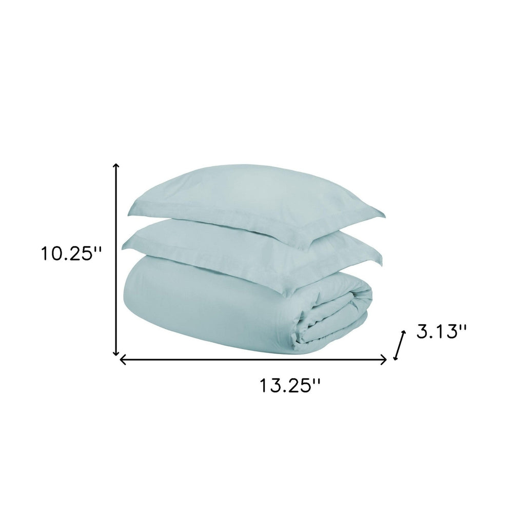 Light Blue King Cotton Blend 400 Thread Count Washable Duvet Cover Set Image 2