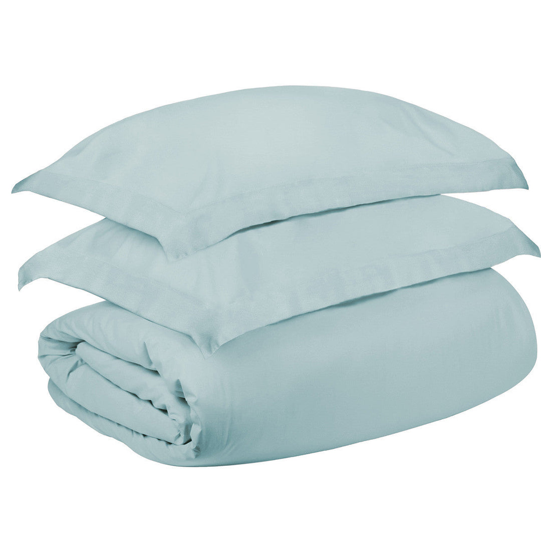 Light Blue King Cotton Blend 400 Thread Count Washable Duvet Cover Set Image 3