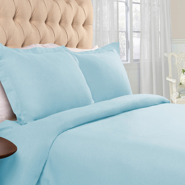 Light Blue King Cotton Blend 0 Thread Count Washable Duvet Cover Set Image 2