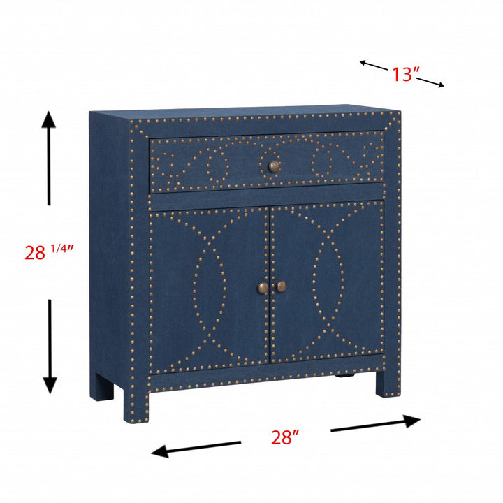 Navy and Brass Nailhead Accent Storage Cabinet Image 4