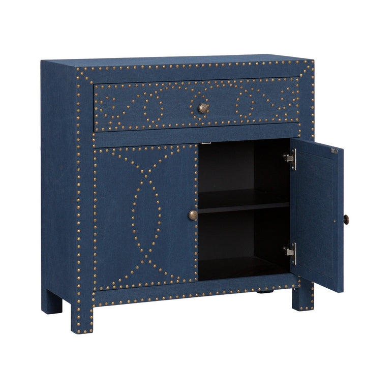 Navy and Brass Nailhead Accent Storage Cabinet Image 6