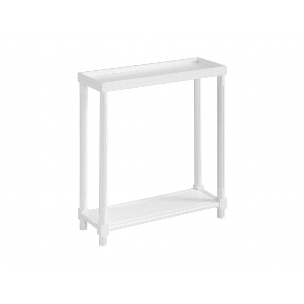 Set Of Two 24" White Wood Rectangular End Tables With Shelf Image 1