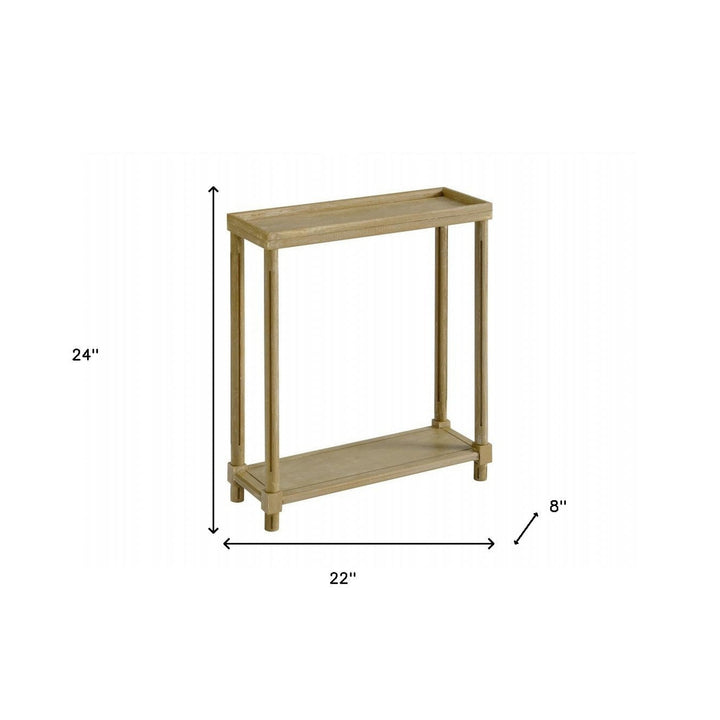 Set Of Two 24" Oak Brown Wood Rectangular End Tables With Shelf Image 9