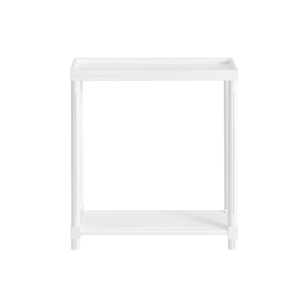 Set Of Two 24" White Wood Rectangular End Tables With Shelf Image 4