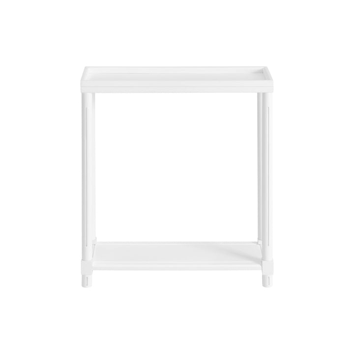 Set Of Two 24" White Wood Rectangular End Tables With Shelf Image 4