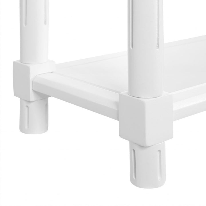 Set Of Two 24" White Wood Rectangular End Tables With Shelf Image 6