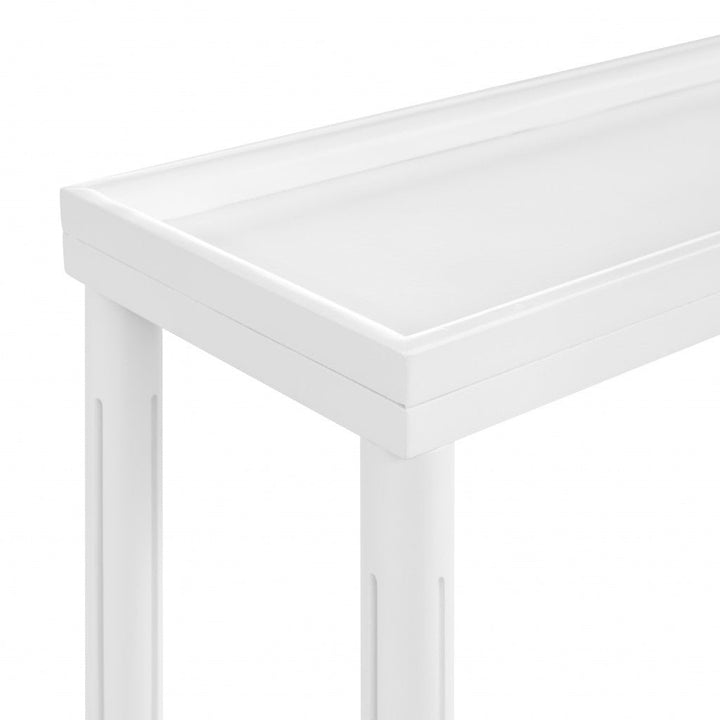 Set Of Two 24" White Wood Rectangular End Tables With Shelf Image 7