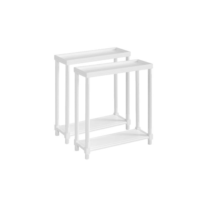 Set Of Two 24" White Wood Rectangular End Tables With Shelf Image 11