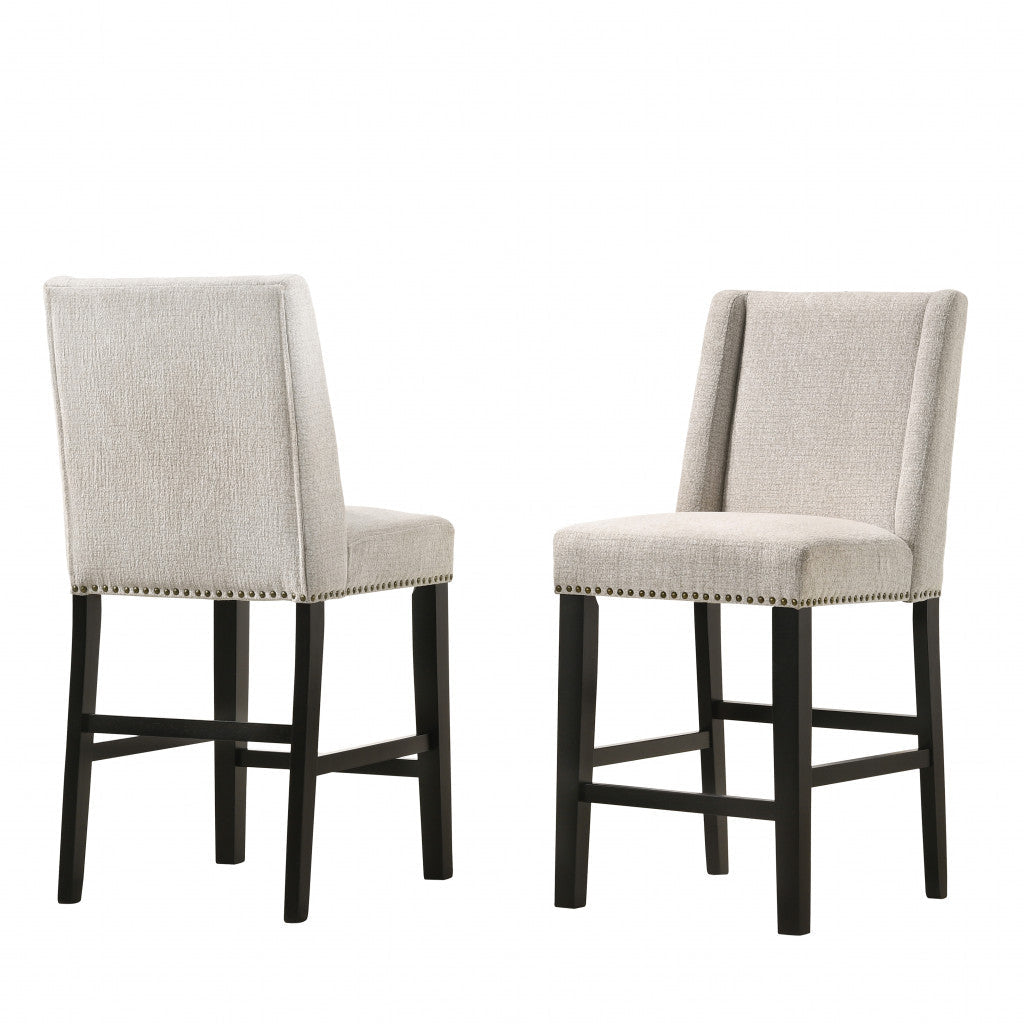 Set of Two 42" Fawn And Espresso Iron Bar Chairs Image 1