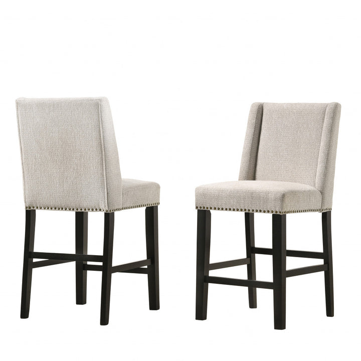 Set of Two 42" Fawn And Espresso Iron Bar Chairs Image 1