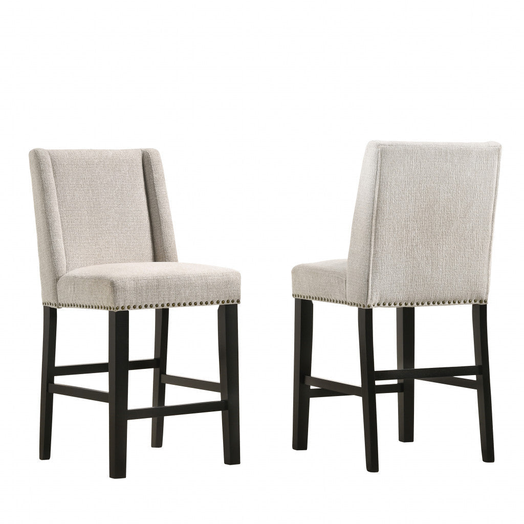 Set of Two 42" Fawn And Espresso Iron Bar Chairs Image 3