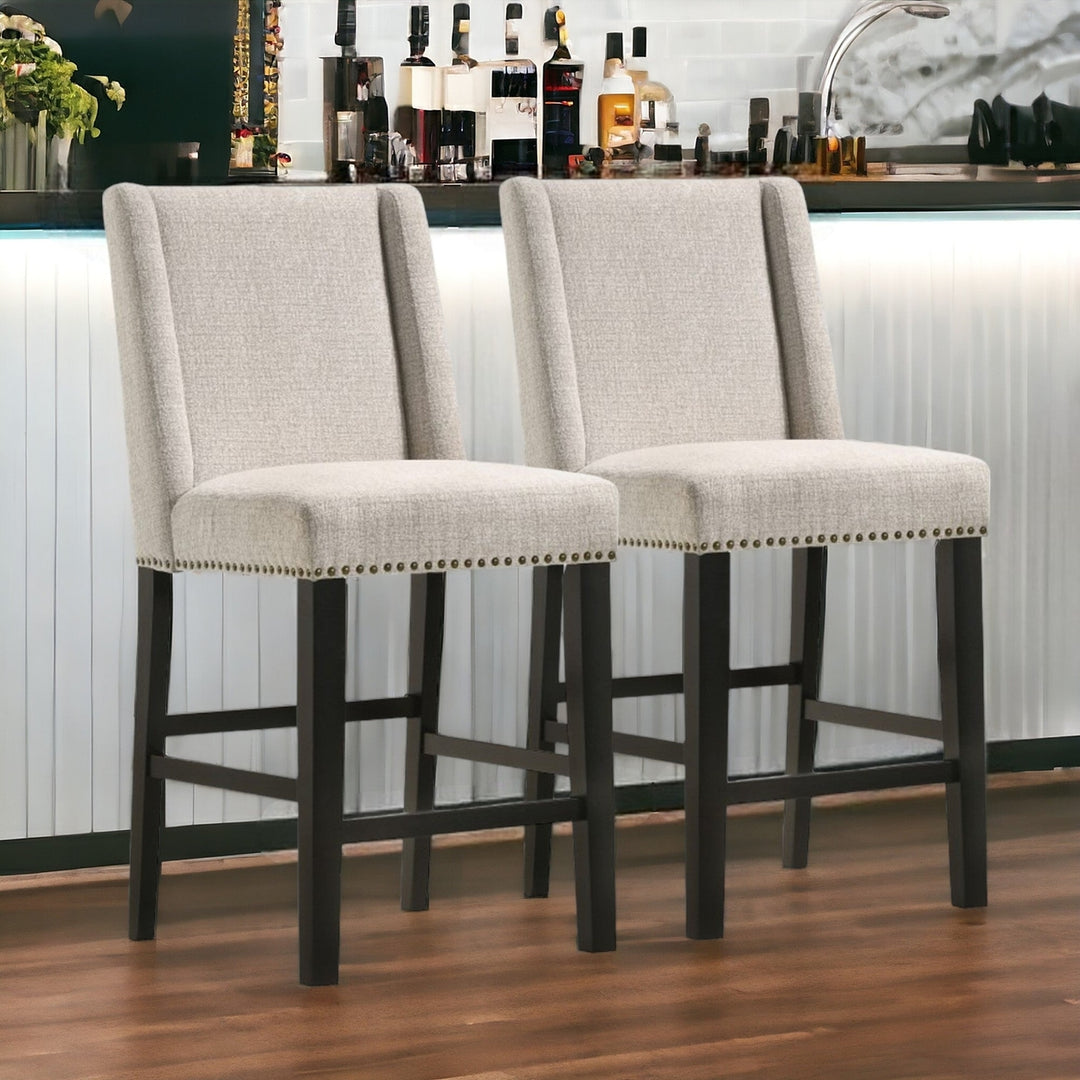 Set of Two 42" Fawn And Espresso Iron Bar Chairs Image 5