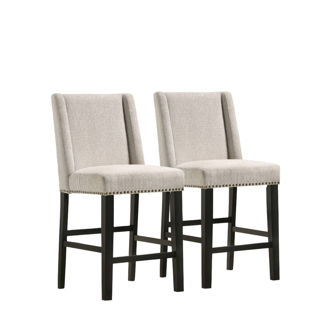 Set of Two 42" Fawn And Espresso Iron Bar Chairs Image 6