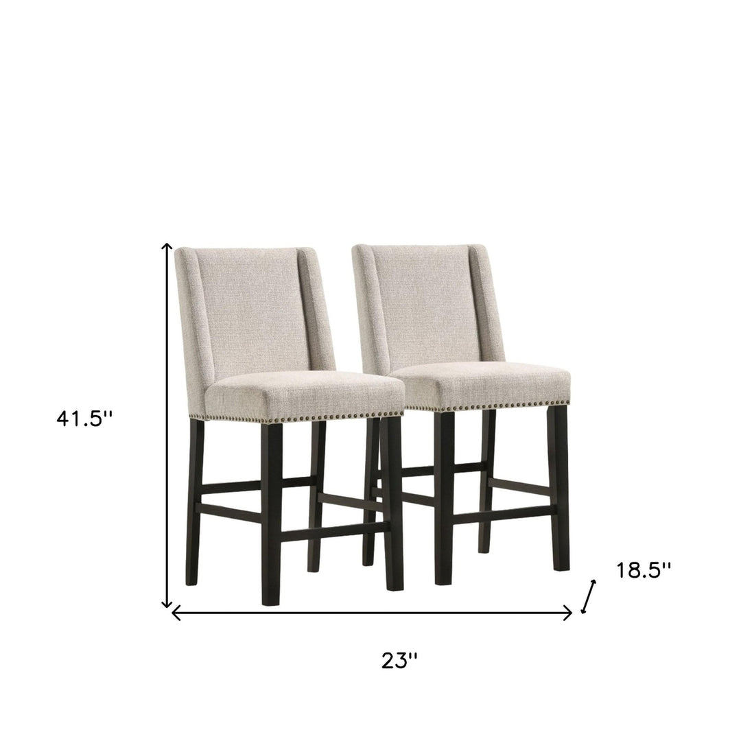 Set of Two 42" Fawn And Espresso Iron Bar Chairs Image 8