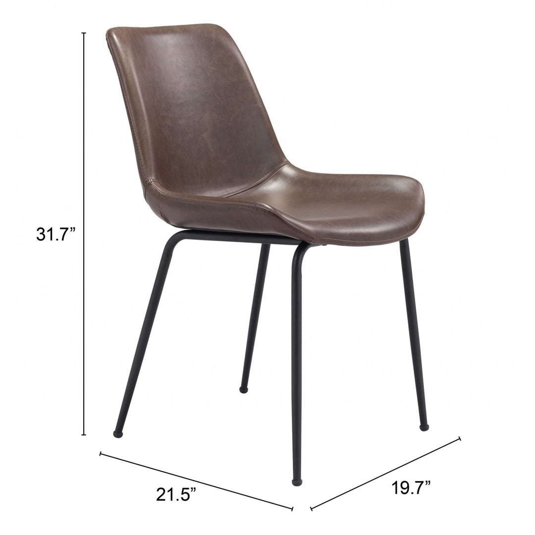 Set of Two Brown and Black Top Shelf Modern Rugged Dining Chairs Image 1