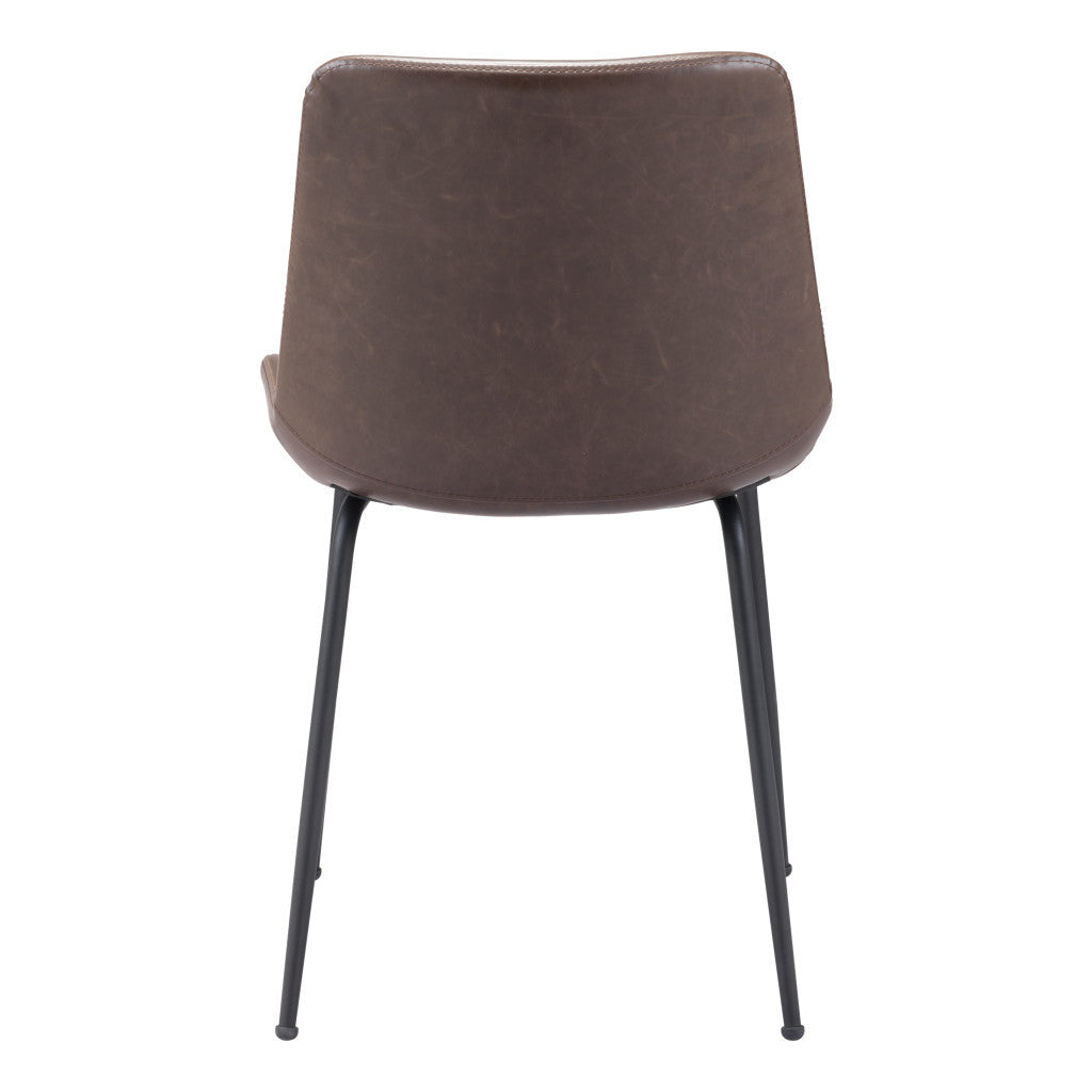 Set of Two Brown and Black Top Shelf Modern Rugged Dining Chairs Image 7