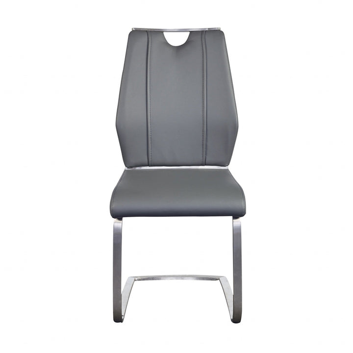 Set of Two Light Gray Faux Leather Cantilever Chairs Image 1