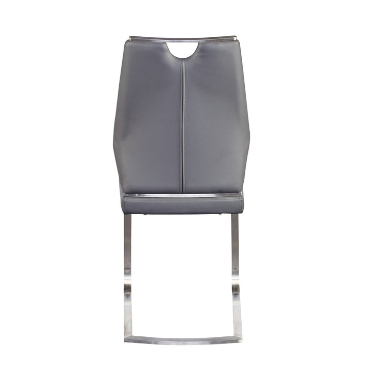 Set of Two Light Gray Faux Leather Cantilever Chairs Image 5