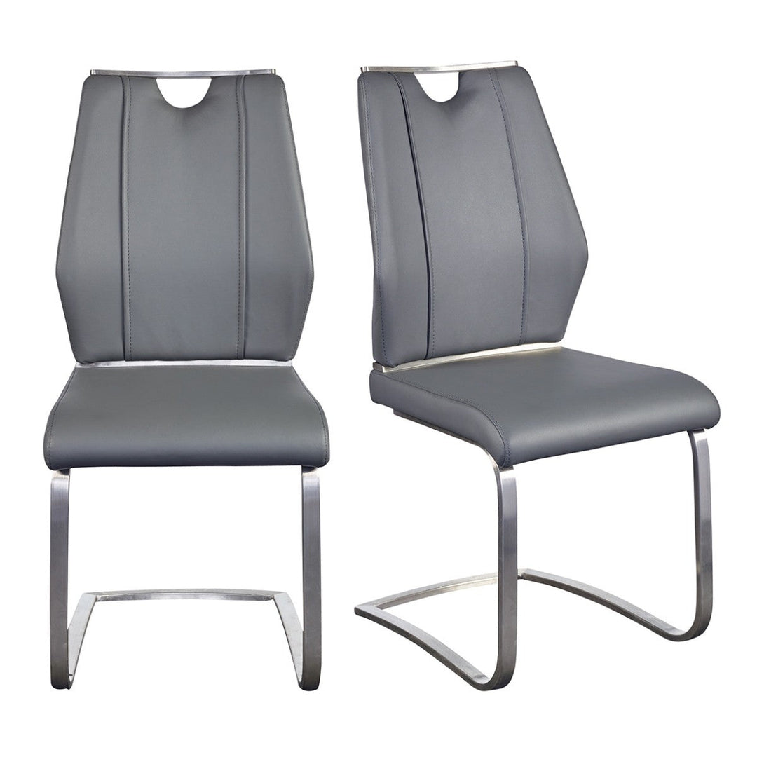 Set of Two Light Gray Faux Leather Cantilever Chairs Image 7