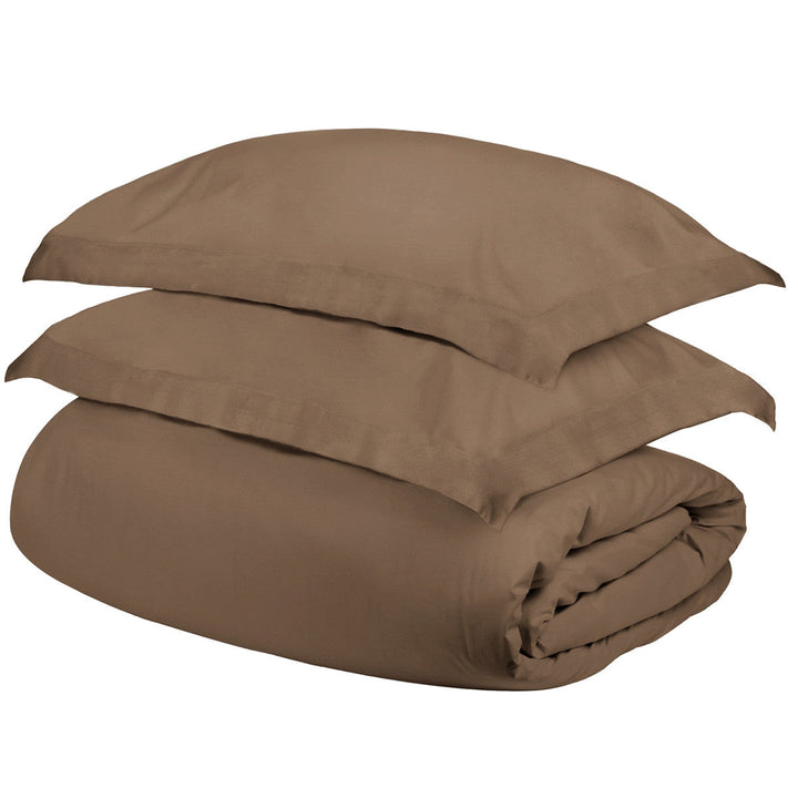 Taupe King Cotton Blend 400 Thread Count Washable Duvet Cover Set Image 1