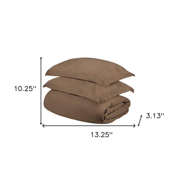 Taupe King Cotton Blend 400 Thread Count Washable Duvet Cover Set Image 5