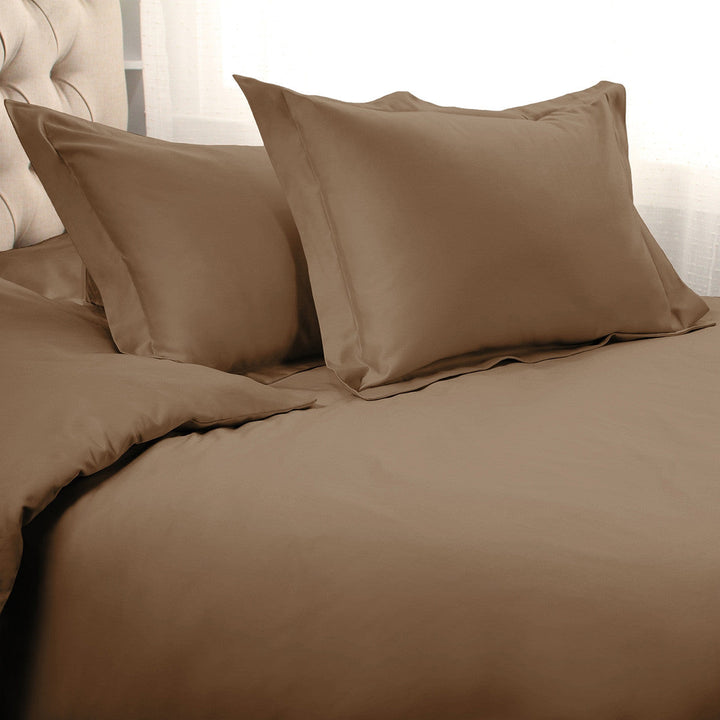 Taupe Queen Cotton Blend 1500 Thread Count Washable Duvet Cover Set Image 2