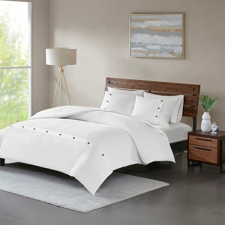 Gracie Mills Modern Waffle Weave 3-Piece Cotton Duvet Cover Set GRACE-10675 Image 2