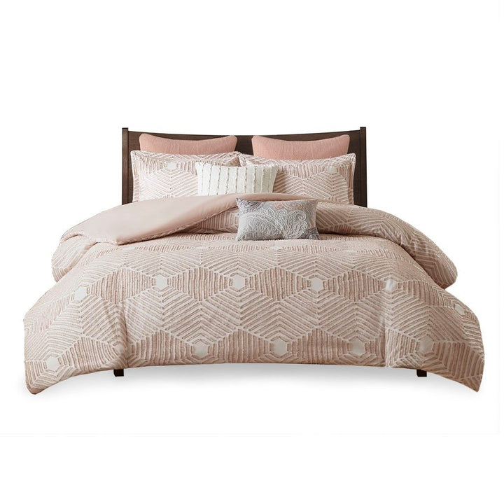 Gracie Mills Chic Cotton Jacquard Duvet Cover Set Blush GRACE-12089 3 Pieces Image 1