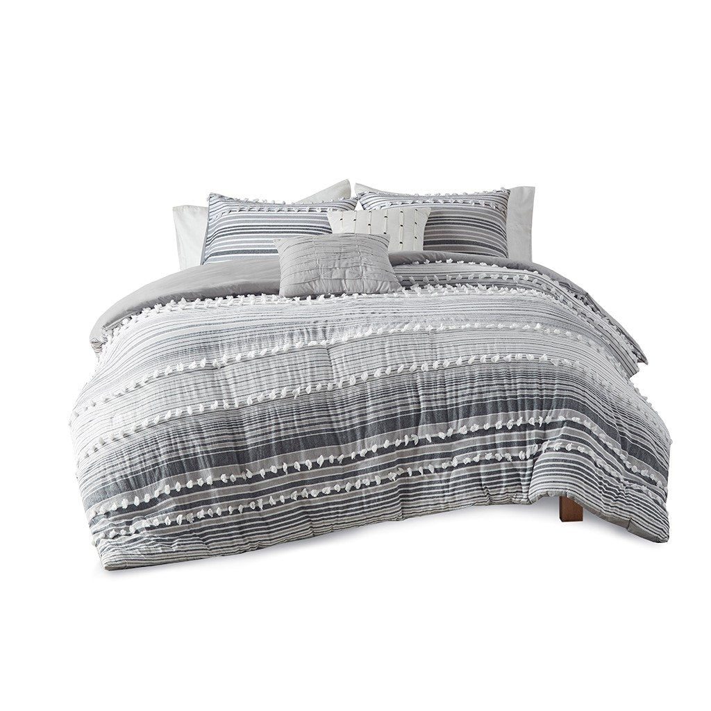 Gracie Mills Pure Bliss Cotton Comforter Set Twin Size Gray GRACE-12645 Image 1