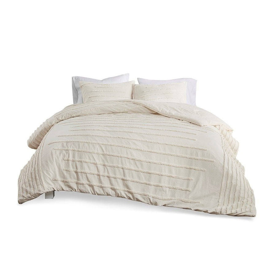 Gracie Mills Sotelo Modern Cotton Chenille Duvet Cover Set GRACE-13360 3 Piece Image 1