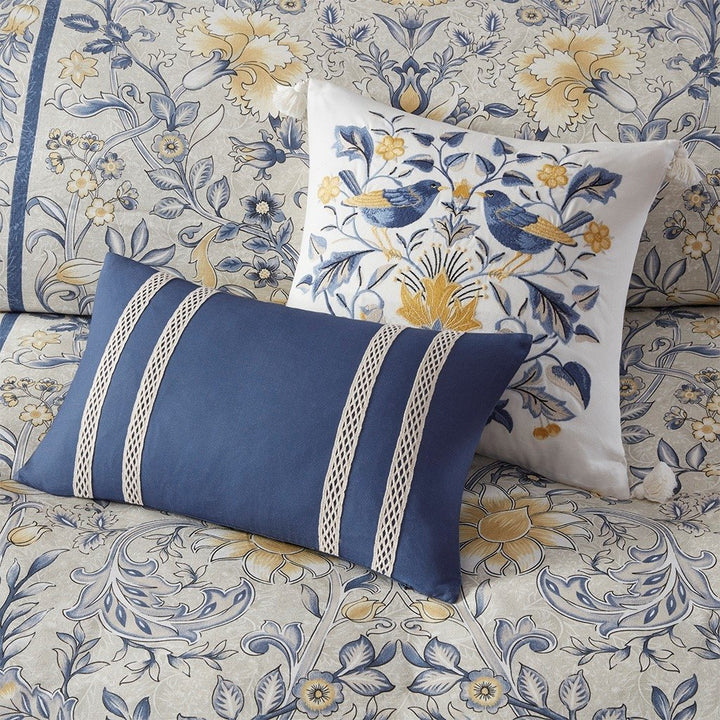 Gracie Mills Marlon 5-Piece Cotton Botanical Duvet Cover Set Yellow Blue GRACE-13946 Image 3