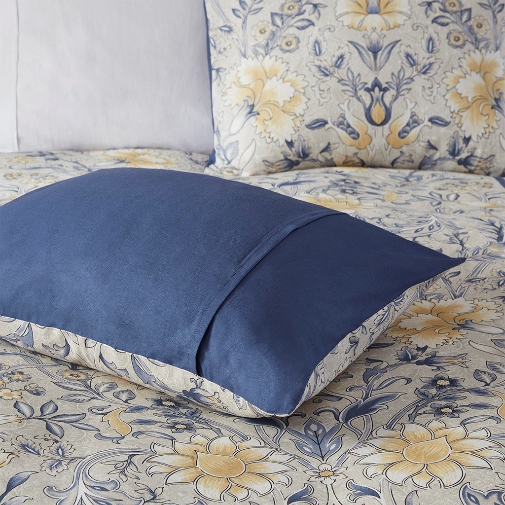 Gracie Mills Marlon 5-Piece Cotton Botanical Duvet Cover Set Yellow Blue GRACE-13946 Image 4