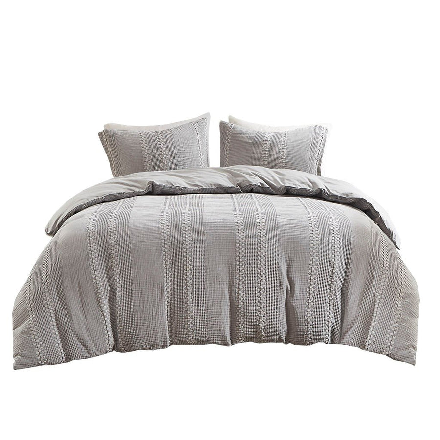 Gracie Mills Caiaphas 3-Piece Solid Lightweight Cotton Waffle Weave Duvet Cover Set - GRACE-14757 Image 1