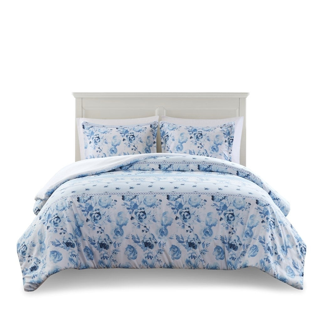 Gracie Mills Alejandra Floral Striped Duvet Cover Set Twin GRACE-15808 Machine Washable Image 1