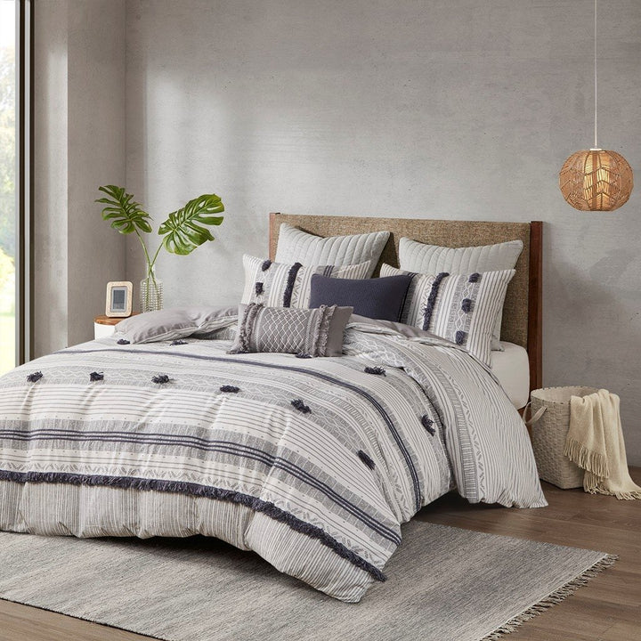 Gracie Mills Belinda Serene Stripe 3-Piece Cotton Duvet Cover Set - GRACE-13750 Image 2