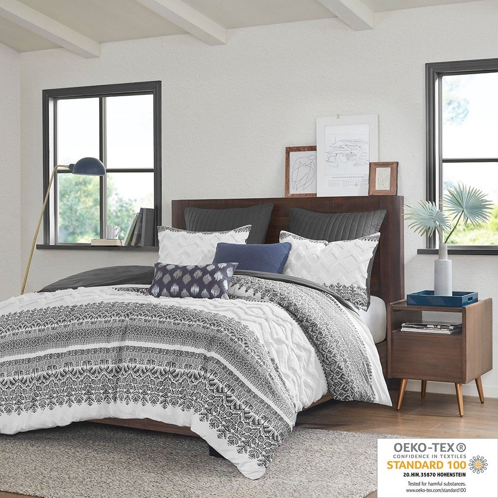 Gracie Mills Robbins Chenille Tufted 3-Piece Cotton Duvet Cover Set - GRACE-12891 Image 2