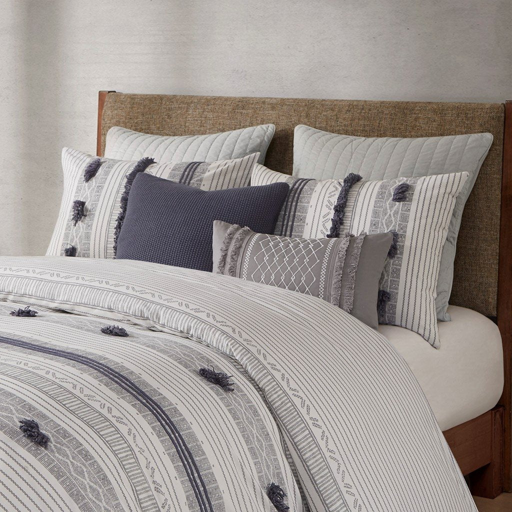 Gracie Mills Belinda Serene Stripe 3-Piece Cotton Duvet Cover Set - GRACE-13750 Image 3