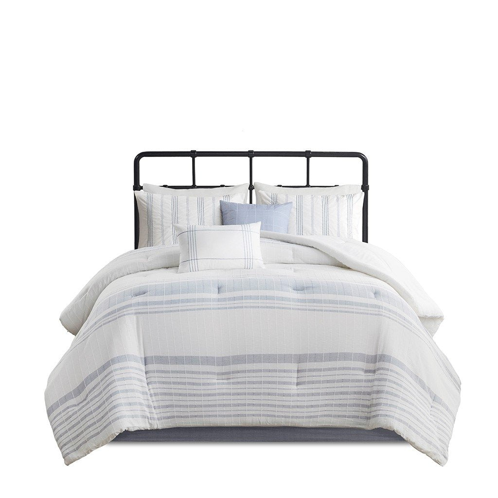 Gracie Mills Ellison 6-Piece Jacquard Stripe Oversized Cotton Comforter Set - GRACE-14862 Image 1