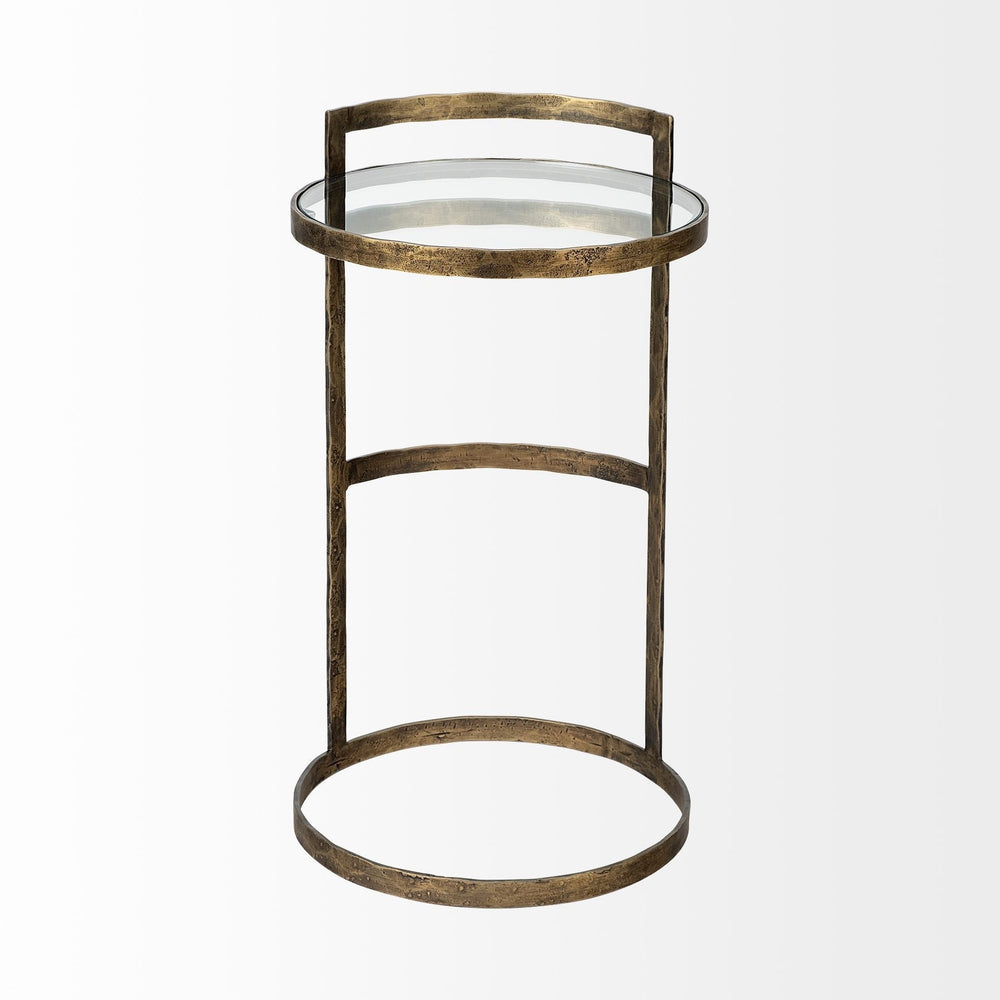 27" Gold And Clear Glass Round End Table Image 2