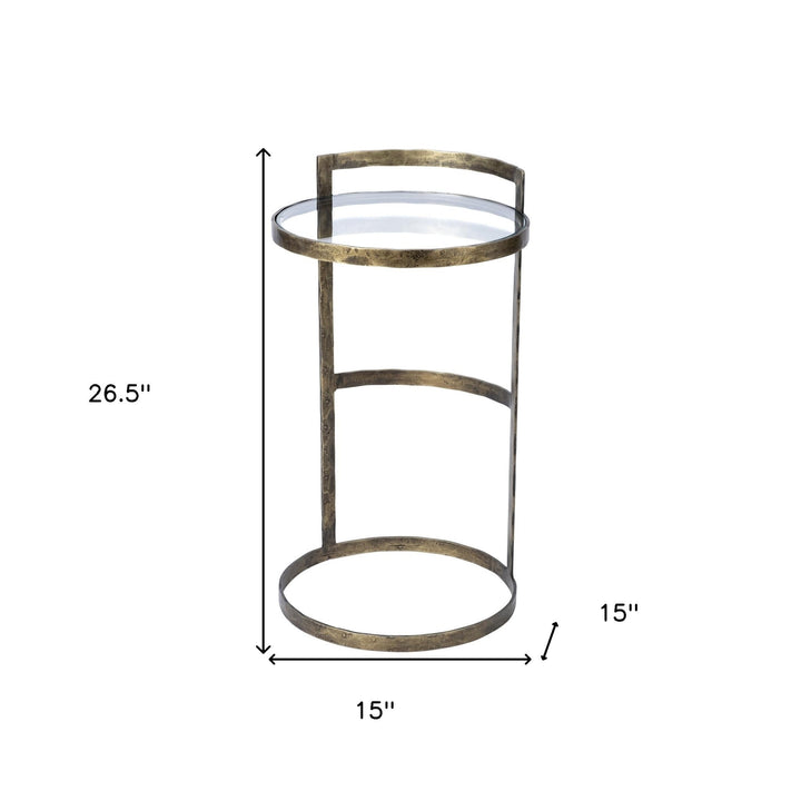 27" Gold And Clear Glass Round End Table Image 7