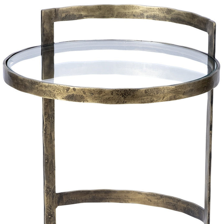 27" Gold And Clear Glass Round End Table Image 9