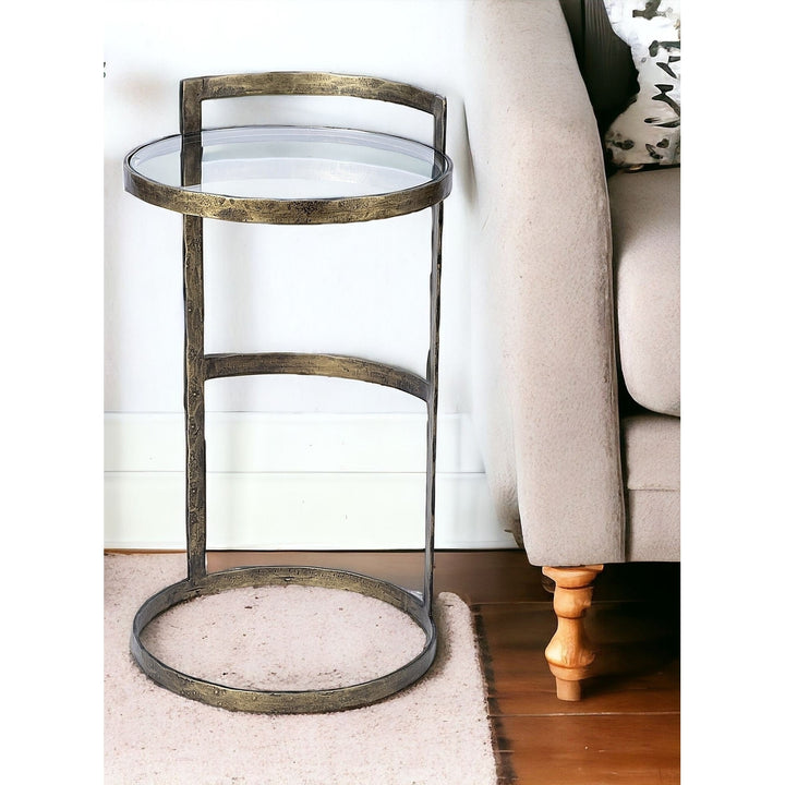 27" Gold And Clear Glass Round End Table Image 10