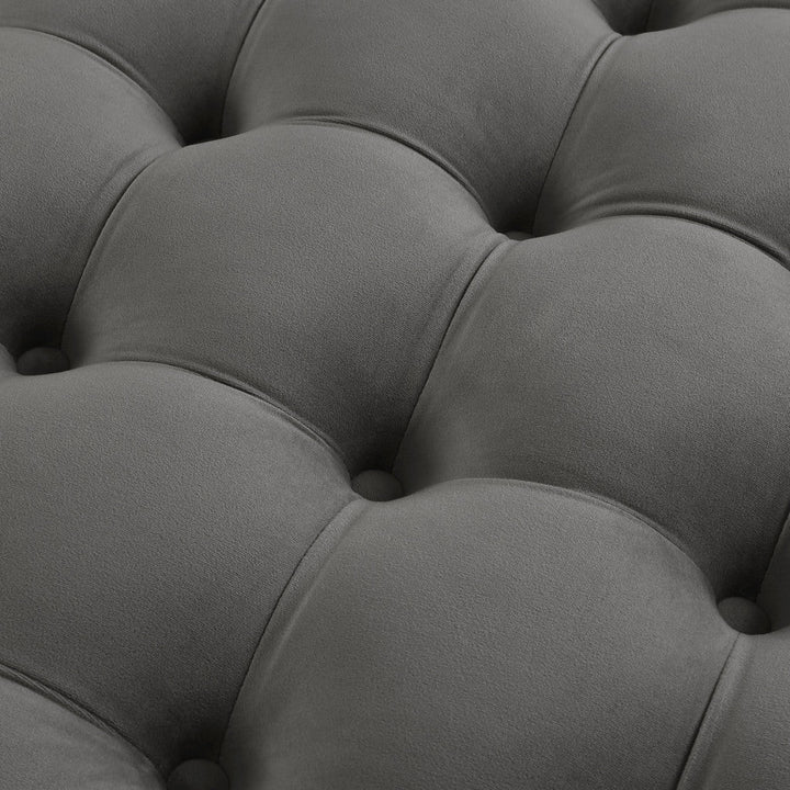 33" Blush Velvet Rolling Tufted Round Cocktail Ottoman Image 9