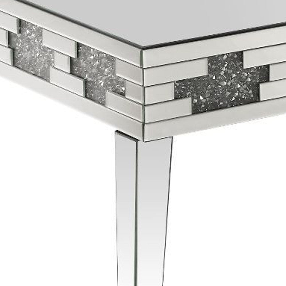 48" Silver Mirrored And Manufactured Wood Rectangular Mirrored Coffee Table Image 3