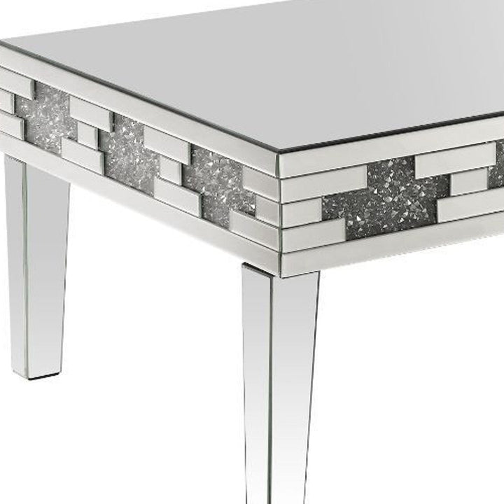 48" Silver Mirrored And Manufactured Wood Rectangular Mirrored Coffee Table Image 4